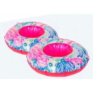 New Lilly Pulitzer Pool Blow Up Drink Floaty - Holder - Water Coaster